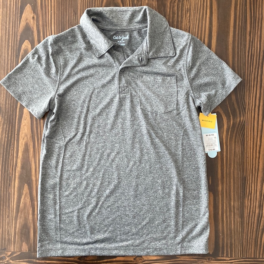 NWT Cat & Jacket Boys Gray Polo Medium 8/10